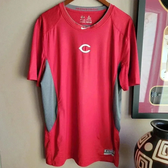 Nike Other - Nike Pro Combat Authentic Men's Shirt Size XL Short Sleeve Red/Grey Crew Neck